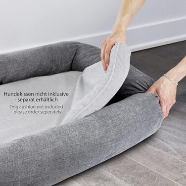 ONVAYA® Крісло-ліжко для собак | Ортопедичне | М'яке та затишне | З високим бортиком | XL | Для великих та маленьких собак | Знімний чохол | Сірий