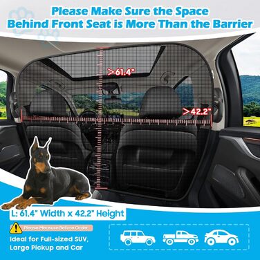 Автомобільна перегородка для собак, 156 см, бар'єр між переднім та заднім сидінням, для SUV, великих авто та пікапів