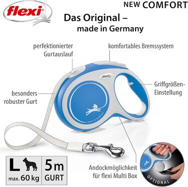 Рулетка-повідок Flexi Kerbl New Comfort синя, розмір S