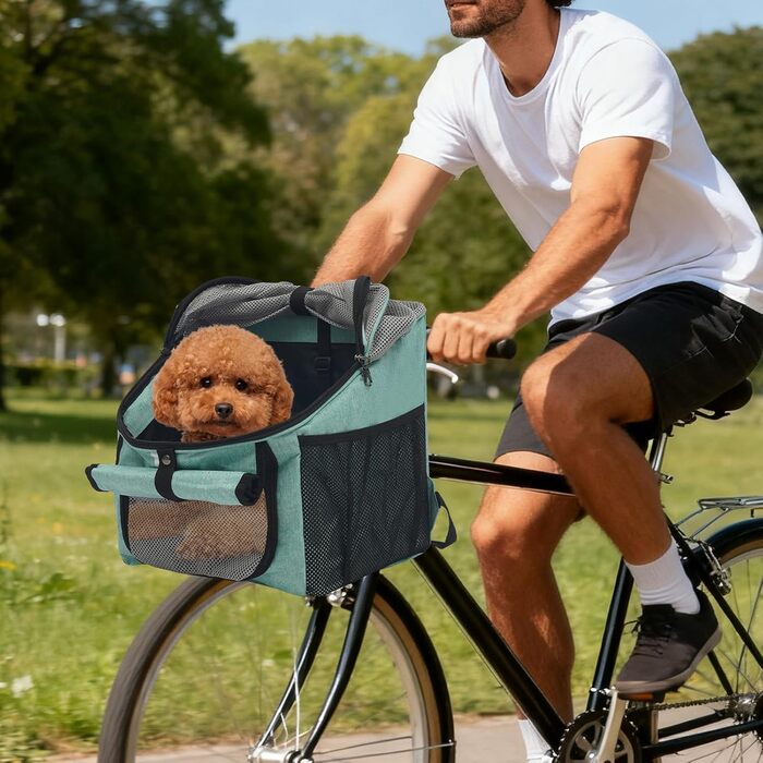 Рюкзак для собак і котів 32x29x39 см, блакитно-зелений, з сіткою та кишенями