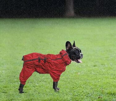 Водонепроникний дощовик для собак на 4 лапи з отвором для шлейки, червоний, XXXL