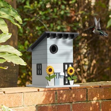 Дім для птахів JUJOYBD - дерев'яний годівниця для птахів у стилі кантрі, для саду, балкону та тераси, з отвором 33 мм