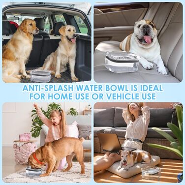 Миска для собак AONKEY 3 л, антипроливання, велика, з антикрапельною системою, зменшує потребу у доливанні, захист від розбризкування, для собак, сіра