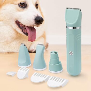 Набір для догляду за домашніми тваринами - набір для грумінгу собак 4-в-1, перезаряджувана регульована ножиці для цуценят вдома, зелений