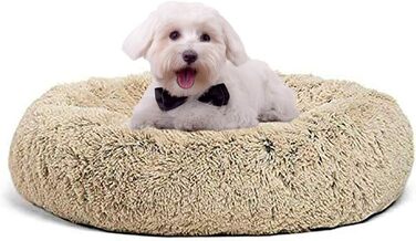 Розкішне собаче ліжко з піднятим бортиком, подушка для домашніх тварин знімним чохлом, миється, для собак маленьких, середніх та великих порід, розмір L, (S-50см, бежевий)