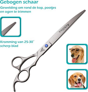 Набір професійних ножиць для грумінгу собак Achilles – 17,8 см, для догляду за шерстю