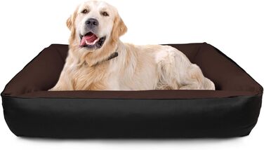 Крісло-ліжко для собак BedDog MAX Quattro, велике лежак для собак з Cordura, миється, з бортиком, для дому та вулиці, XXL, мокка, чорно-коричневий, 120 x 85 x 23 см