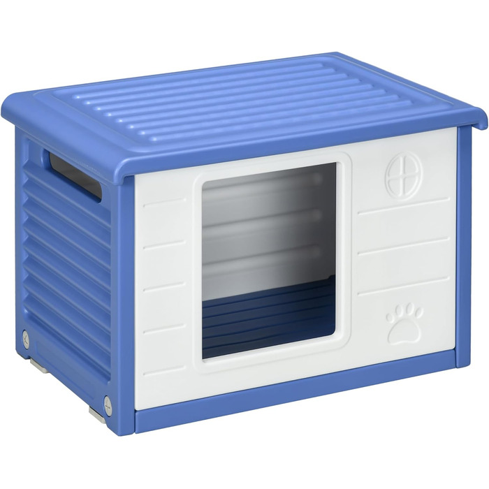 Будка для собак PawHut, пластикова, для вулиці, 60x42x40 см, блакитно-біла