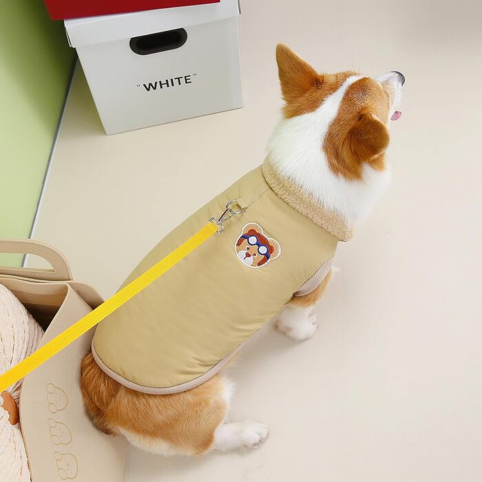 Зунеа Зимові куртки для собак, флісова підкладка, D-Ring, теплі, для холодної погоди, жилети, одяг для цуценят, хакі, 3XL