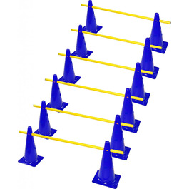 Набір спортивних фігурок Rhinos: 6 синіх кеглів (38 см) та 6 жовтих стійок (1 м)