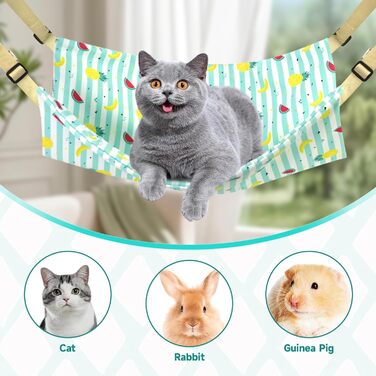 Кішка гамак для підвішування в клітці, двошарове ліжко-гамак для котів з металевими гачками, 55.9 x 45.7 см, для сну та ігор