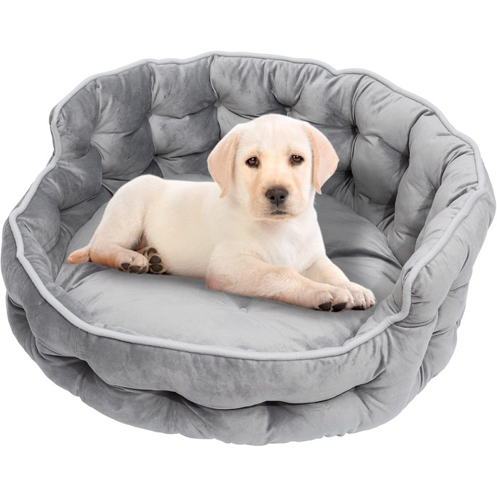 Кругле ліжко для собак та котів, 60 см, сіре. Зручне, м'яке, з антиковзним дном. Ліжко-софа для маленьких та великих тварин. Легко миється.