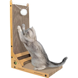 Котячий кігтеточка L-подібна з іграшкою-кулею, 24x40x60 см, для великих, середніх і малих котів