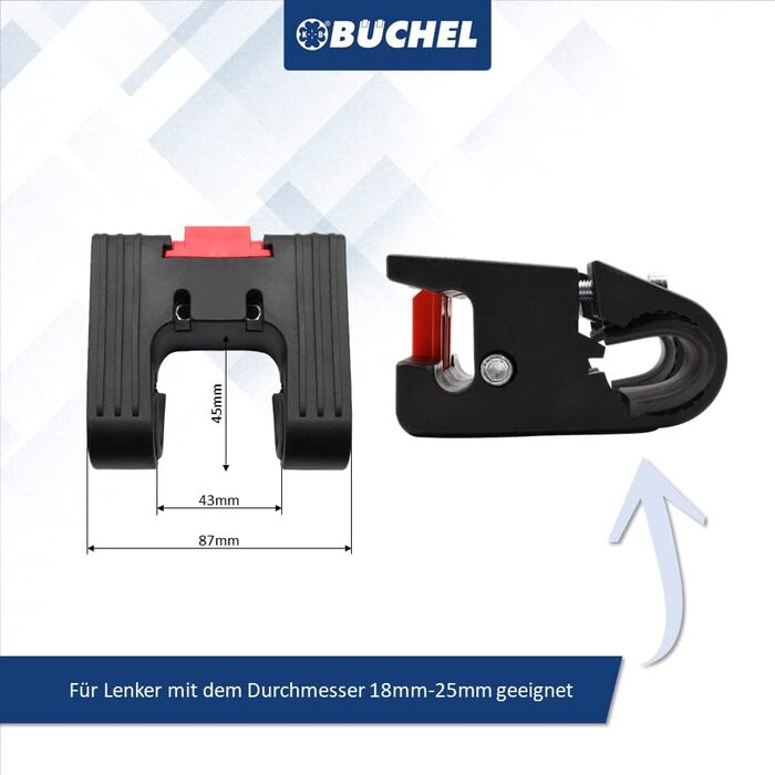 Фронтальний велосипедний кошик BÜCHEL | Складана сумка-кошик для покупок | З кріпленням Express для швидкого встановлення | Чорний | Аксесуар для велосипеда