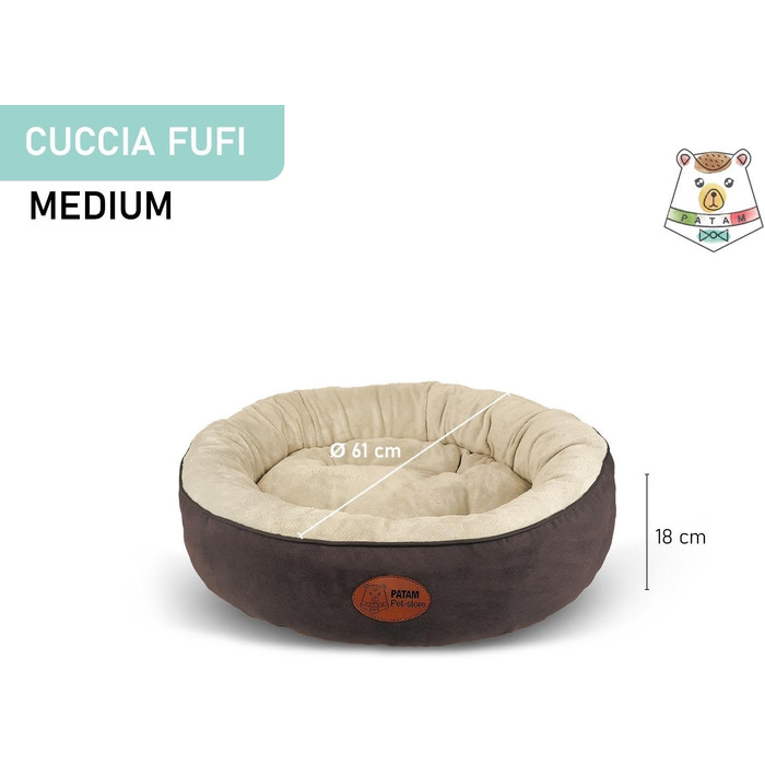 Кругле лежанка для собак та котів Fufi Beige, середній, 61 см - м'який, з антиковзаючою основою, знімний, для всіх сезонів