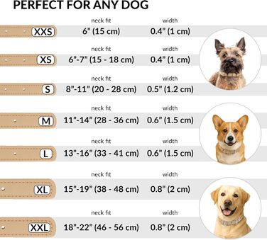 Шкіряний ошийник для собак CollarDirect, круглий, м'який, з роликом, ручної роботи, з натуральної шкіри, чорний, червоний, фіолетовий, синій (бежевий), розмір 15-18 см