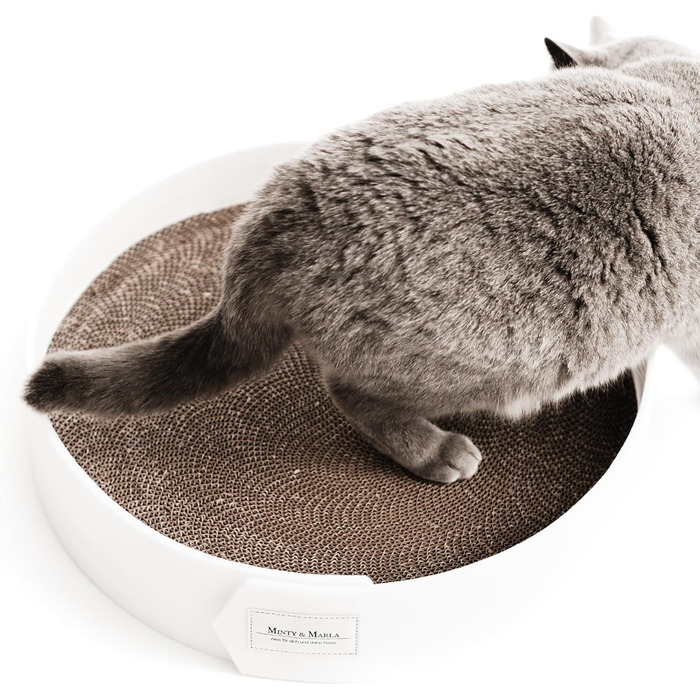 Котяче дряпальний борд Minty&Marla® з котячою м'ятою | Дряпальний борд для котів | Котяче ліжко-дряпалка | Білий