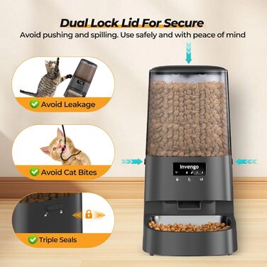 Автоматичний годівниця для котів та дрібних собак з керуванням через додаток, 5л, Wi-Fi, програмування порцій, антизастрягання, миска з нержавіючої сталі