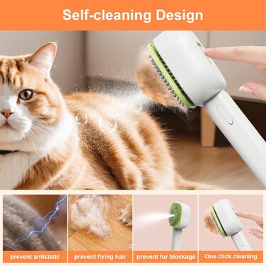 Парова щітка для котів 4 в 1, 4-в-1, для догляду за шерстю котів та собак, самоочисна, антистатична (зелена)