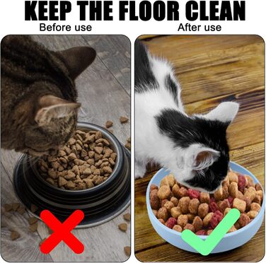 Набір з 4 миски для котів, 18 см, силікон, для сухого та вологого корму (блакитний, зелений, жовтий)