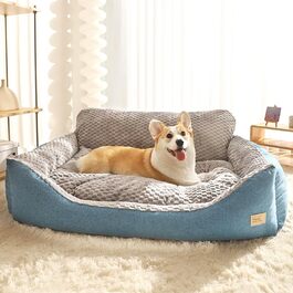 Ортопедичний лежак для собак великих порід, заспокійливий, теплий, м'який, знімний чохол, антиковзаюча підкладка (90 x 70 x 35 см)