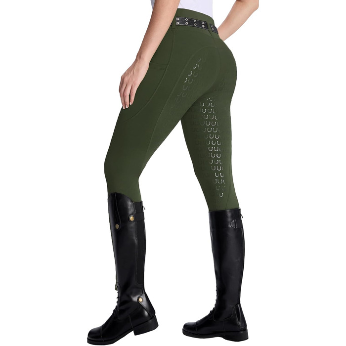 Жіночі штани для верхової їзди DMVOD з силіконовим зчепленням - зручні та стильні рейтузи для жінок (зелений, XS)