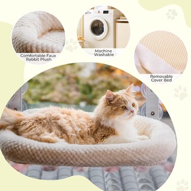 Котів гамак для вікна EDAGNY: м'який, розкладний, сірий, до 18 кг