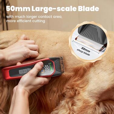 Електрична машинка для стрижки собак з густою шерстю, 2 швидкості, LED, акумуляторна, для собак та котів, з блокуванням, Стандартний набір