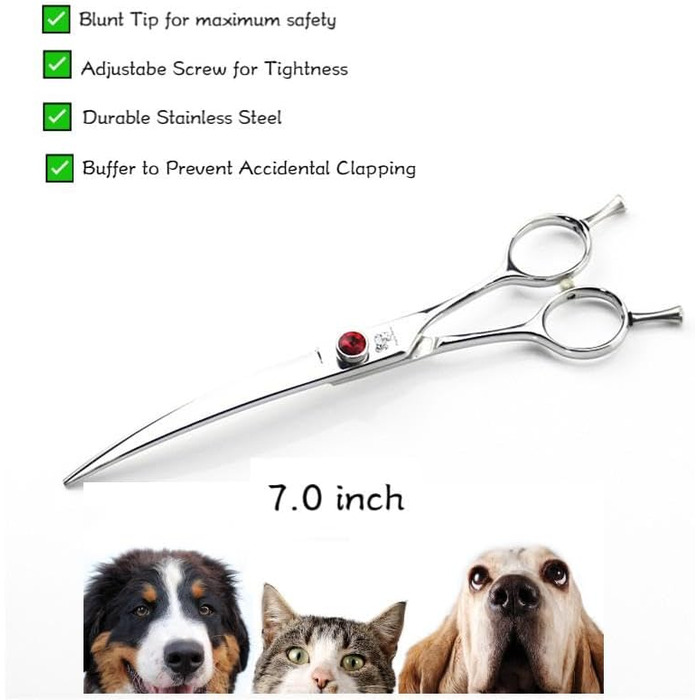 Професійна вигнута ножиця для грумінгу собак 9.0 дюймів - ножиці для собак та котів з ергономічною ручкою, з нержавіючої сталі 440C