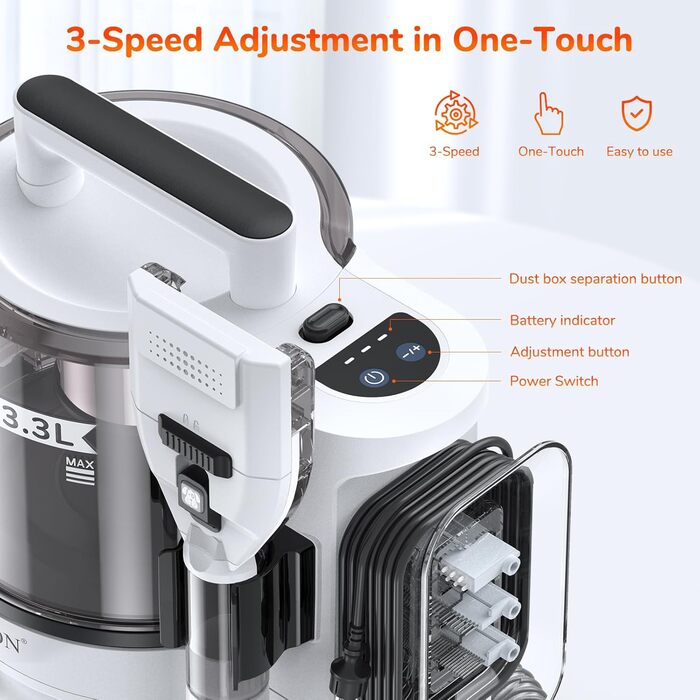 Набір для догляду за тваринами KACNON: шерстьосав'ювач та пилосос 3.3L, 13kPa. Безшумна машинка для стрижки собак та котів. Електрична щітка для тварин. Білий колір