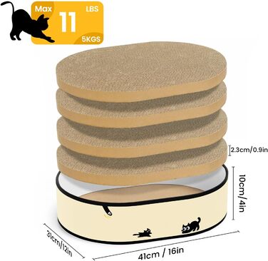 Кігтеточка для котів з будиночком та 4 змінними шарами - велика кігтеточка з міцного гофрокартону, двосторонні шари з наклейками DIY - лежанка для котів у квартирі, захист меблів, чорна, велика
