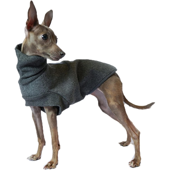 Флісовий теплий нашийник для собак з ніжками, пуловер для Італійських віндхундів, Whippet, Lurcher, Німецької доги, Pharaoh Hound, Bedlington Terrier (Колір: Сірий, Розмір: M) Medium Сірий