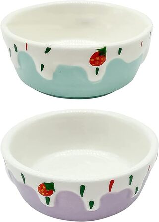 Миски для хом'яків Balacoo, круглі, керамічні, 2 шт. - для дрібних тварин, кроликів, мишей, морських свинок, їжаків, фіолетовий/блакитний