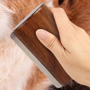 Бурштук для видалення шерсті собак та котів з дерев'яною ручкою | Інструмент для грумінгу домашніх тварин | Підходить для довгошерстих собак та котів