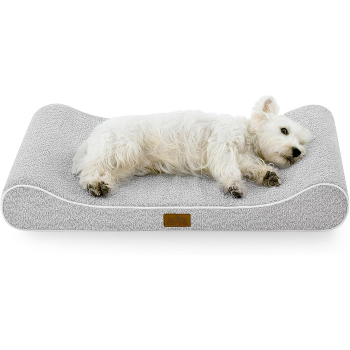 Лежанка для собак, 76x50x12 см, з високим бортиком - ортопедичний матрац для собак з каучуку, водовідштовхувальний та антиковзаючий матеріал, у формі човна, підходить для собак до 16 кг (Сірий, M (90x60x13 см))