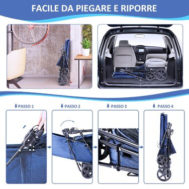 Візок для собак та котів, складаний, до 15 кг, блакитний