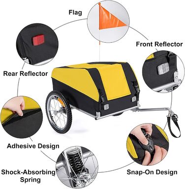 Складаний вантажний причіп для велосипеда: кемпінг, відпочинок, для собак, з відбивачами, легко кріпиться, блакитний