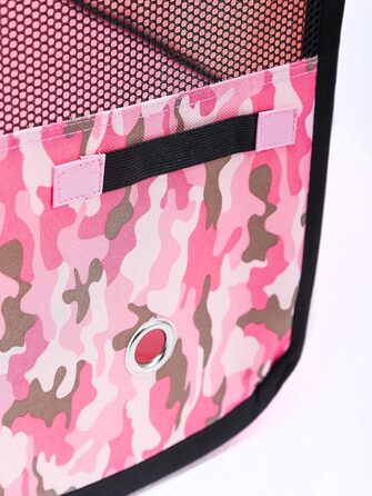 Портативний вольєр для домашніх тварин Pawer, 114x61 см, 8 панелей, рожевий камуфляж, 600D Oxford, для котів/собак/цуценят