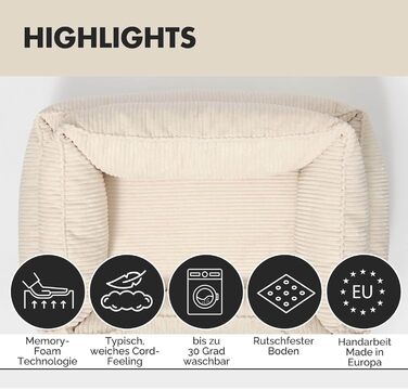 Ортопедичне ліжко для собак Антон | Ліжко-кошик для середніх та великих собак (Бежевий, 105x75 см)