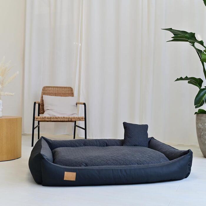 Ліжко для собак Odolplusz XXL, 120x90 см - знімний, водонепроникний чохол, зручний кошик для великих та середніх собак, миється та міцне, Графіт, 80 x 120 x 20 см