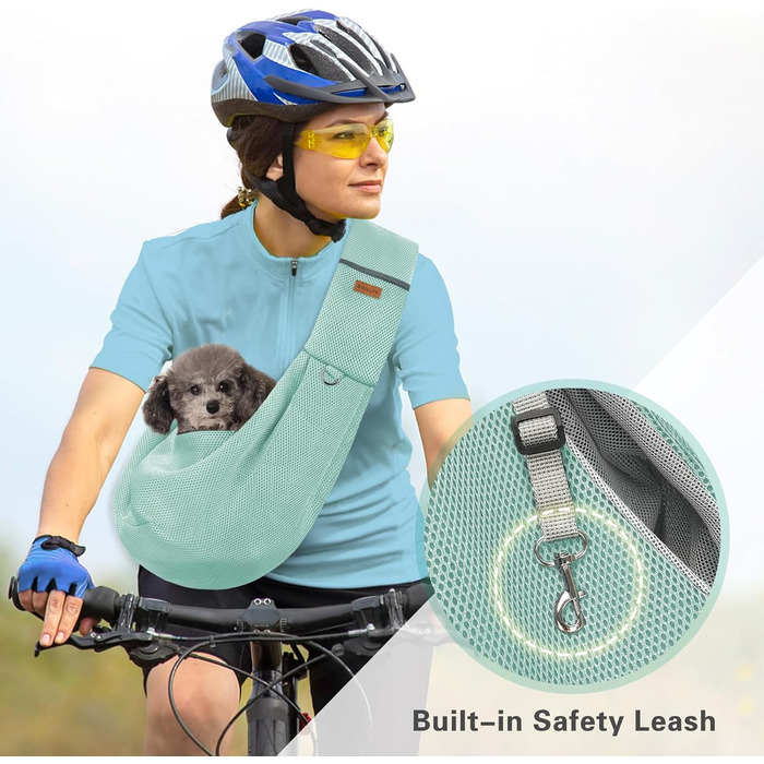 Переноска для собак Classycoo - дихаюча сітка, сумка для домашніх тварин, переноска для котів, з безпечною шнуркою, для тварин до 8 кг (М'ятно-зелений)