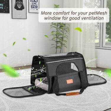 Транспортна переноска для котів Alitree, середнього розміру, до 9 кг, з регульованим плечовим ременем, дихаюча та складна