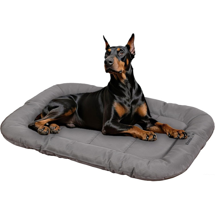 Міцний килимок для собак Khonsu з валиком для шиї, водонепроникний, для великих собак до 50 кг, XXL (122x79x7.6 см), сірий