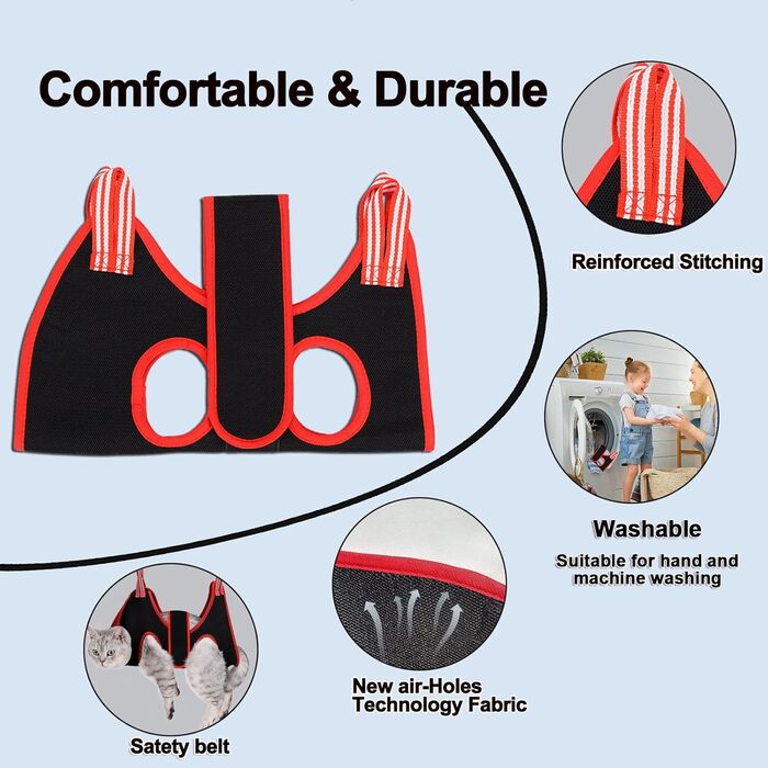 Гамак для грумінгу собак та котів, нашийник для догляду за шерстю, нігтями, вухами та очима (XS, 16.5 см), чорний