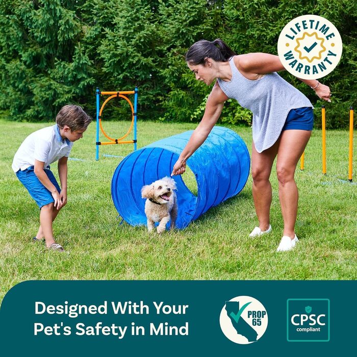 Набір для аджиліті для собак PetCove: тунель, перешкода, кільце, стійки, драбина, бокс для відпочинку. Портативний тренувальний комплект для собак