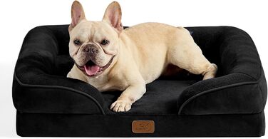 Ортопедичне ліжко для собак BEDSURE - 71x58 см. Зручне ліжко-софа для маленьких собак з ефектом пам'яті, чорне, миється, антиковзаюче
