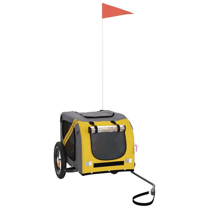 Велика переносна клітка-перевозка для собак середніх порід, жовтогарячий та сірий кольори, Oxford-тканина та метал