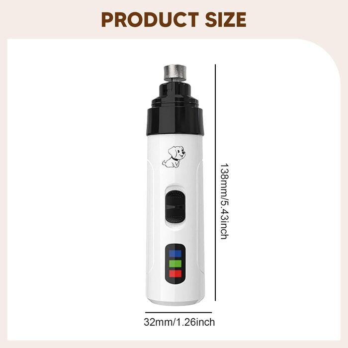 Електричний триммер для когтів собак та котів Fenteer - тиха робота, 2 швидкості, 3 насадки, професійний