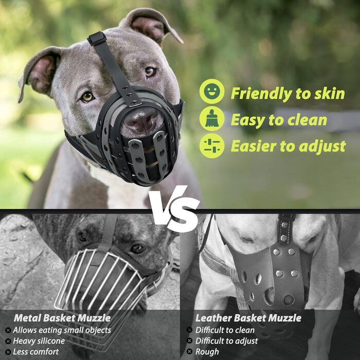 Нашийник-маска для собак Mayerzon Pitbull, L (обхват морди 29-33 см), чорний/сірий. Захист від укусів, безпечний для грумінгу та візитів до ветеринара.