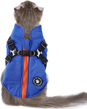 Теплий жилет для собак з шлейкою, водонепроникна куртка з шлейкою та D-подібними кільцями, теплий жилет для собак, одяг для собак, середні та великі породи, зелений (синій, XL)
